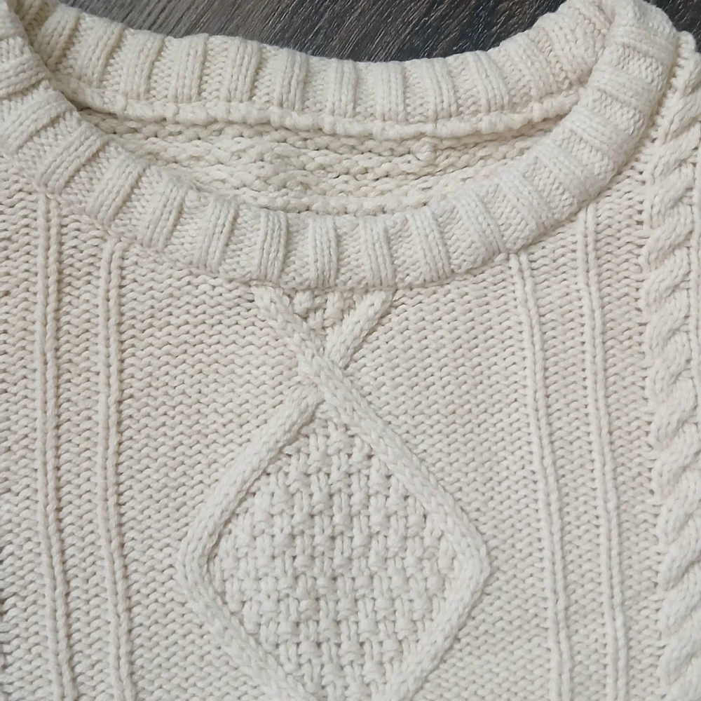 Cream Cable Knit Sweater Cozy Rory Cotton Blend Size Small - Picture 2 of 5